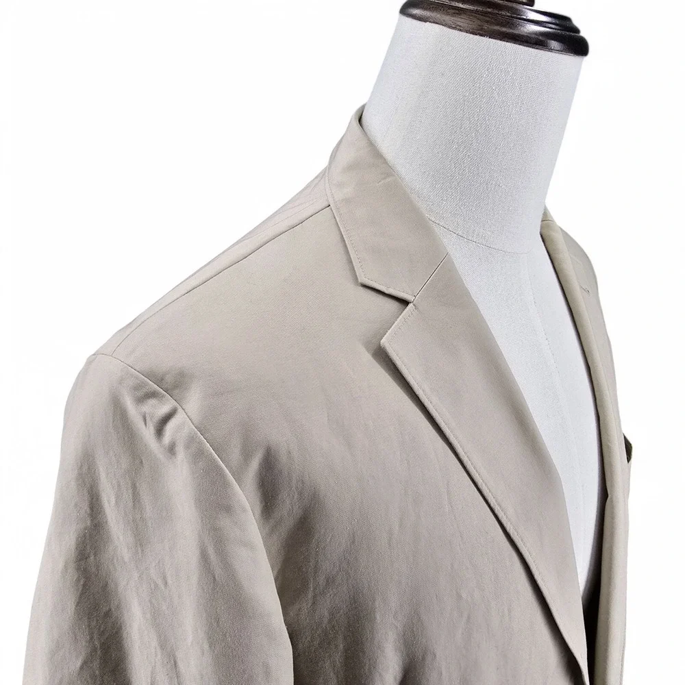 Nordstrom Rack Mens Sport Coat Blazer 42L Trim Fit Beige Cotton Canvas Solid